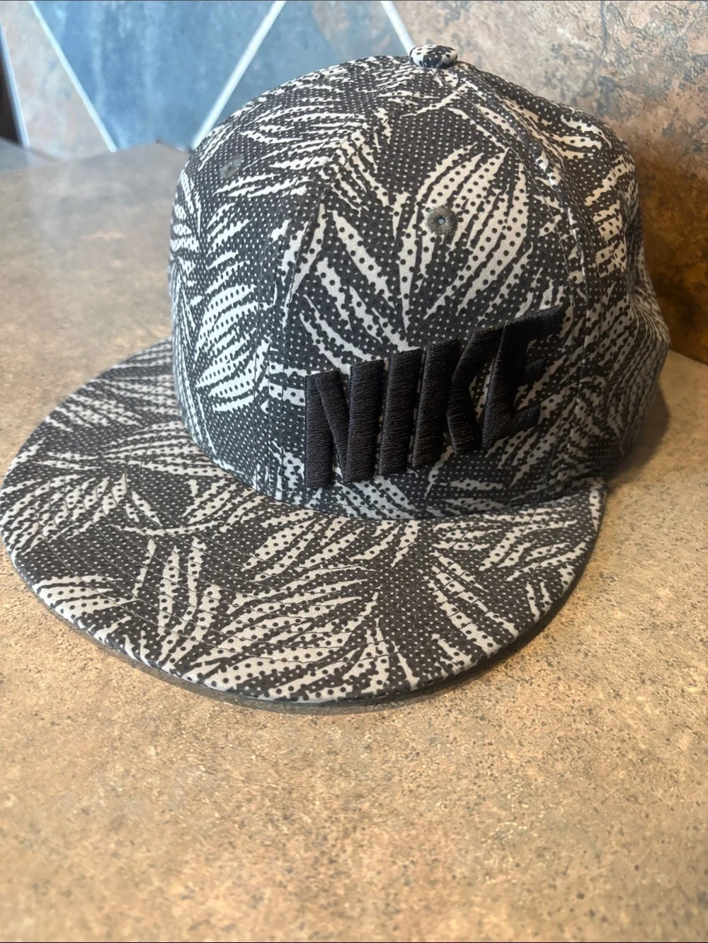 Nike “Tropical Storm” Gray & White Palm Leaf True SnapBack Adjustable Hat